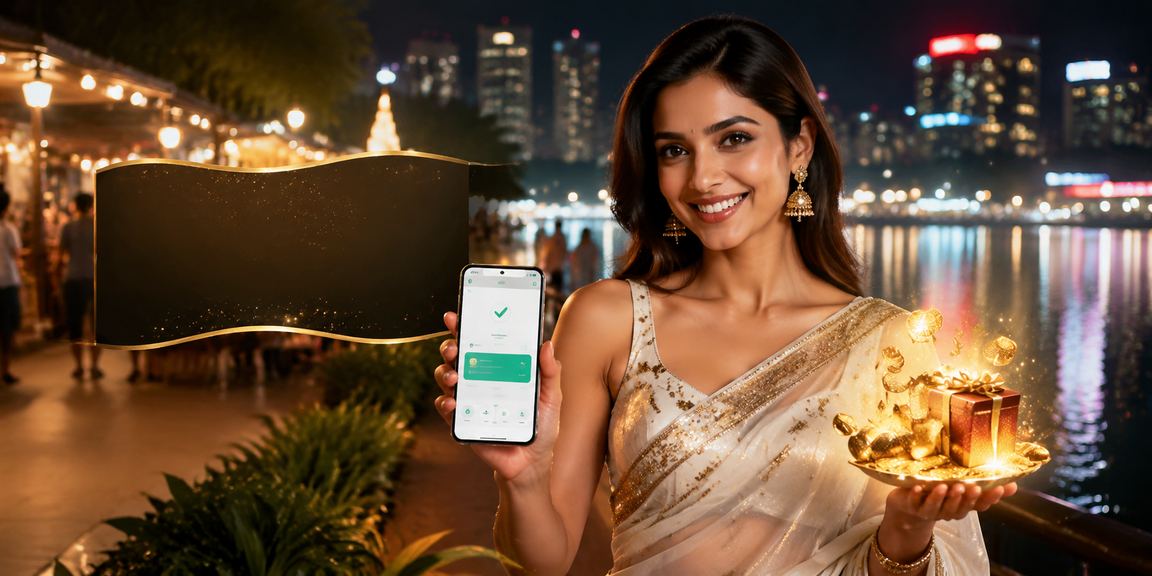 Bangalore street with themed lights highlighting cashback and bonuses