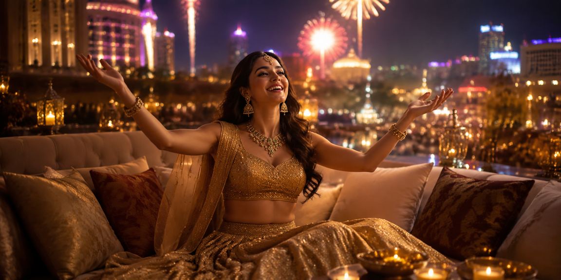 Indian sports betting scene with lehenga attire