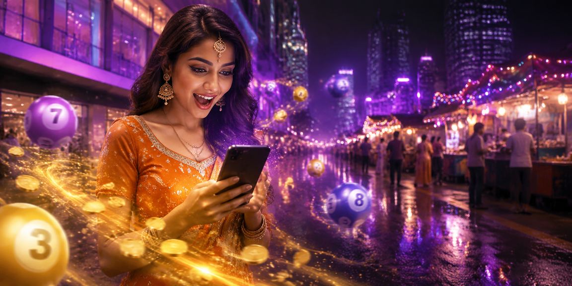 Mobile deposit transactions illustration in Indian urban night market